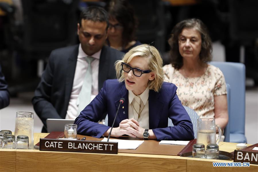 UN-SECURITY COUNCIL-MYANMAR-ROHINGYA CRISIS-CATE BLANCHETT