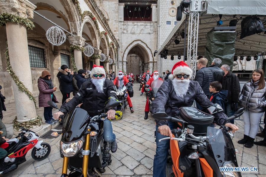 CROATIA-DUBROVNIK-SANTA CLAUS-MOTORCYCLE RIDERS