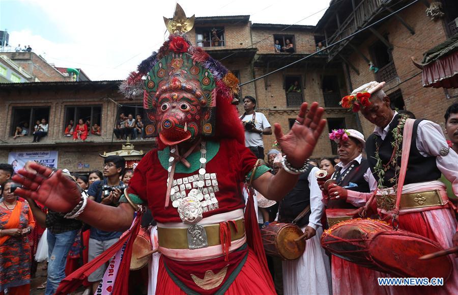 NEPAL-BHAKTAPUR-CULTURE-NIL BARAHI DANCE FESTIVAL