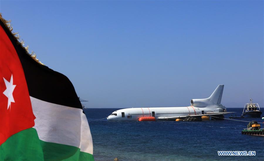 JORDAN-AQABA-RED SEA-UNDERWATER MUSEUM-PLANE SUBMERGING