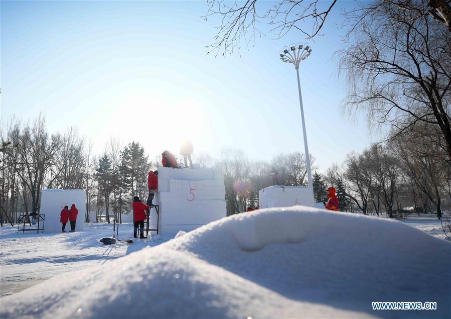 CHINA-HEILONGJIANG-HARBIN-COLLEGE STUDENT-SNOW SCULPTURE COMPETITION (CN)