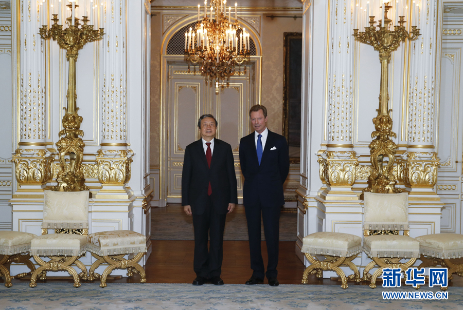 10月19日，正在卢森堡进行正式访问的国务院副总理马凯（左）会见卢森堡大公亨利。 新华社记者叶平凡摄